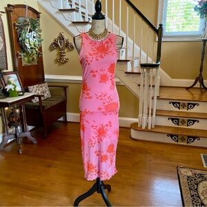 Floral mesh midi dress